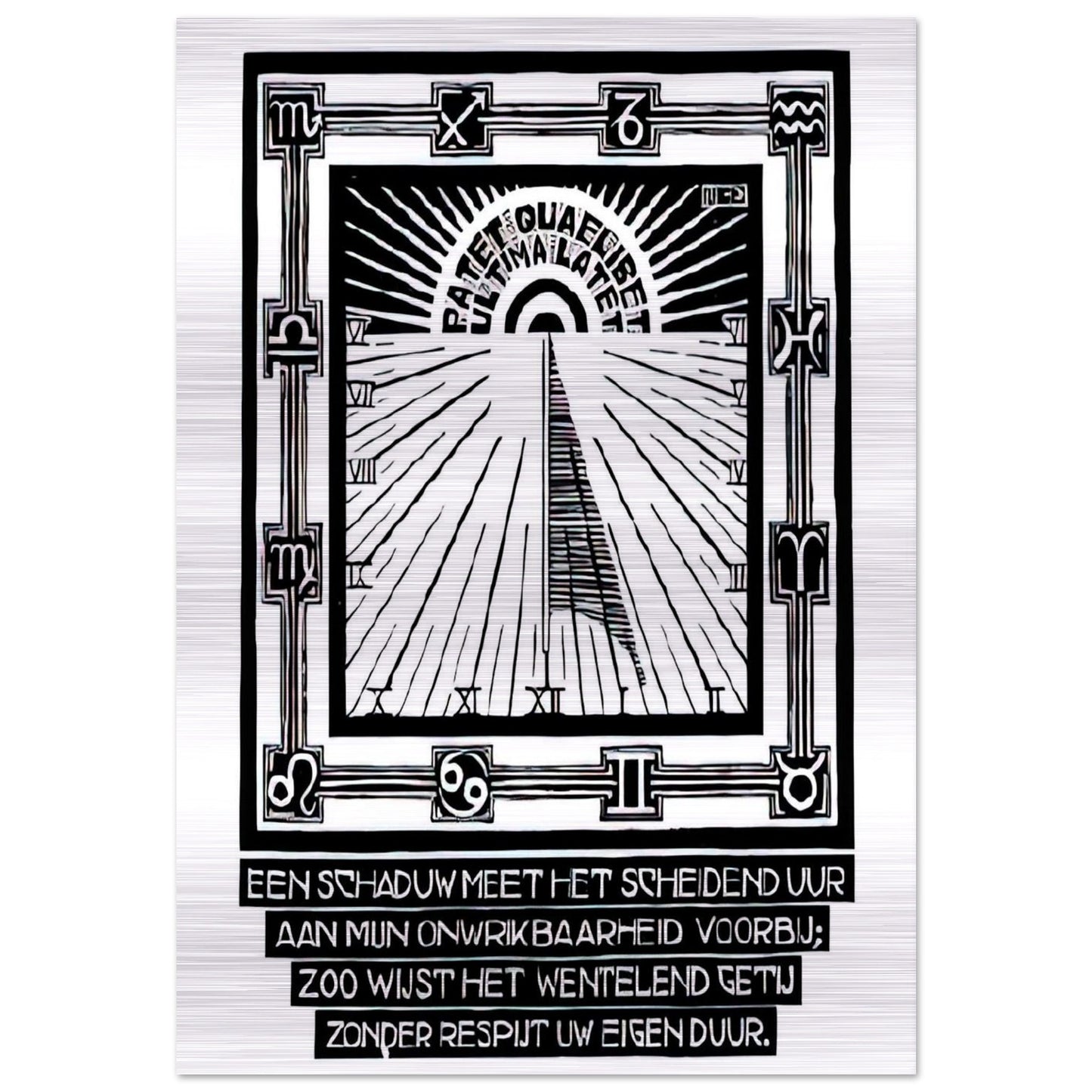 SUNDIAL XXIV EMBLEMATA REJECTED PLATE 1931 - MC Escher Brushed Aluminum Print - 70x100 cm / 28x40 inches | MC Escher Aluminum Print | MC Escher Prints | Maurits Cornelis Escher Prints