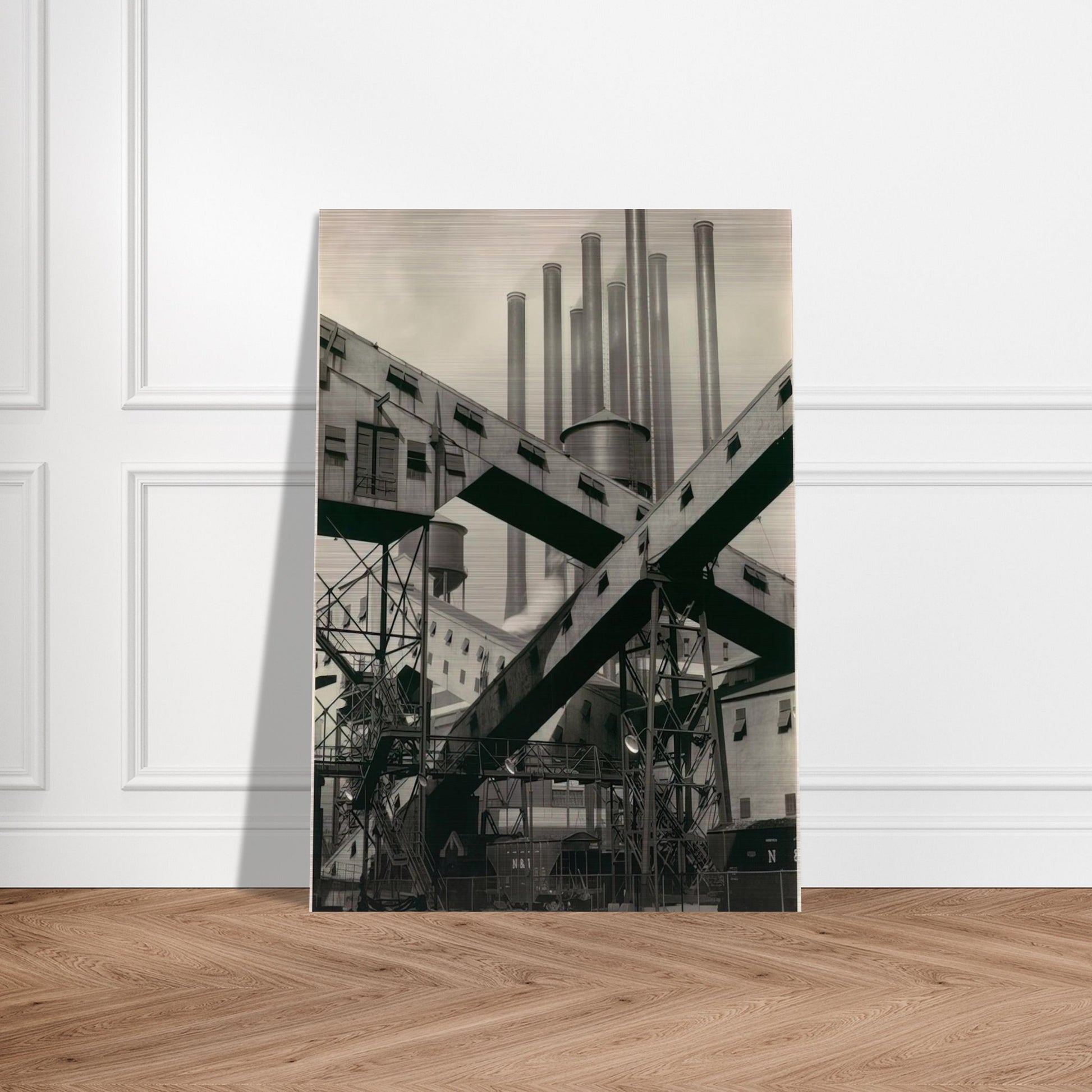 Criss-Crossed Conveyors, River Rouge Plant, Ford Motor Company - 1927 - Charles Sheeler Brushed Aluminum Print - 70x100 cm / 28x40 inches | Charles Sheeler Aluminum Print | Charles Sheeler Prints
