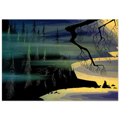Blue Mist - Eyvind Earle Brushed Aluminum Print - 70x100 cm / 28x40 inches | Eyvind Earle Aluminum Print | Eyvind Earle Prints