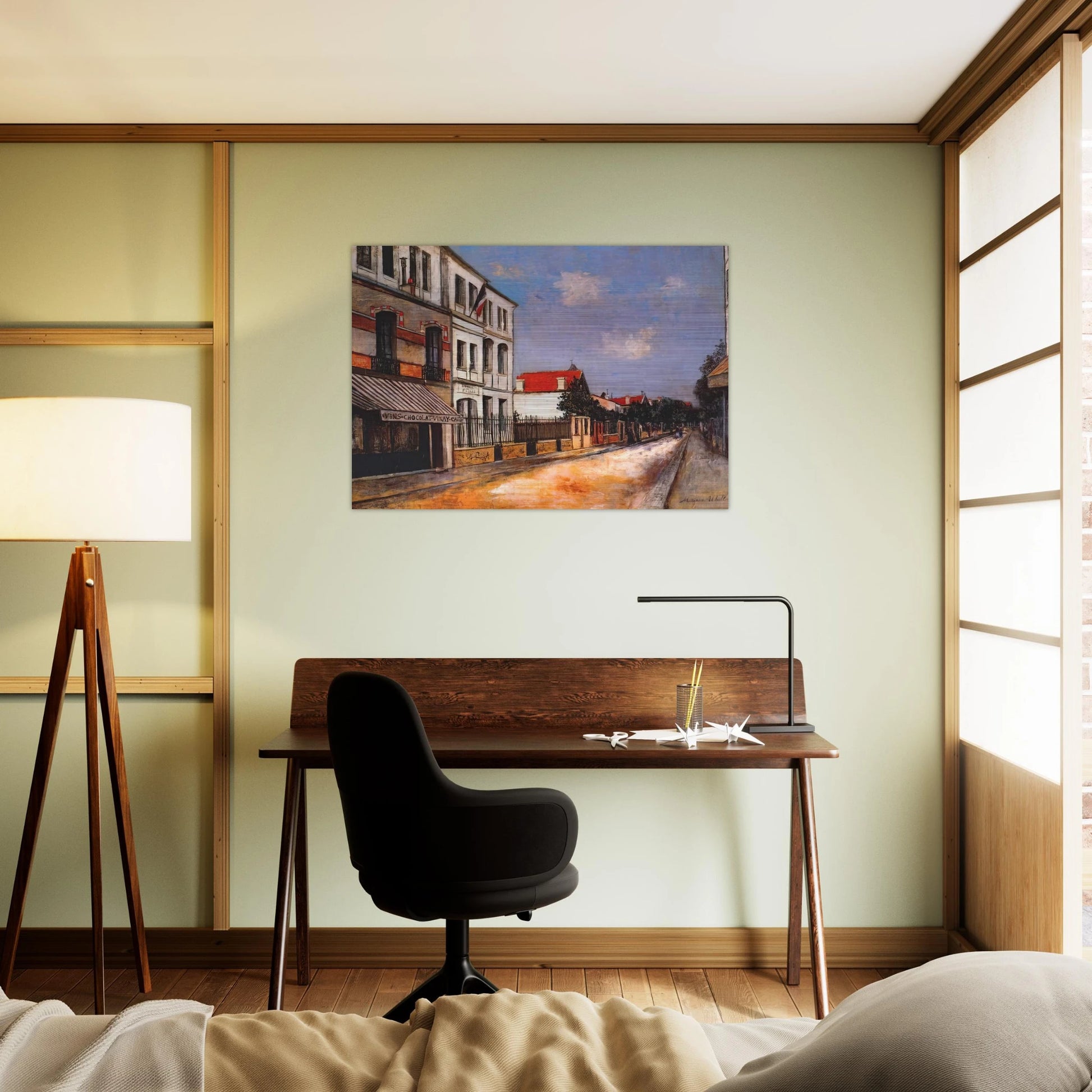 ASNIERES STREET - Maurice Utrillo Brushed Aluminum Print - 70x100 cm / 28x40 inches | Maurice Utrillo Aluminum Print | Maurice Utrillo Prints