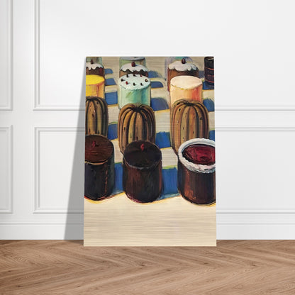 Various Cakes - 1981 - Wayne Thiebaud Brushed Aluminum Print - 70x100 cm / 28x40 inches | Wayne Thiebaud Aluminum Print | Wayne Thiebaud Prints