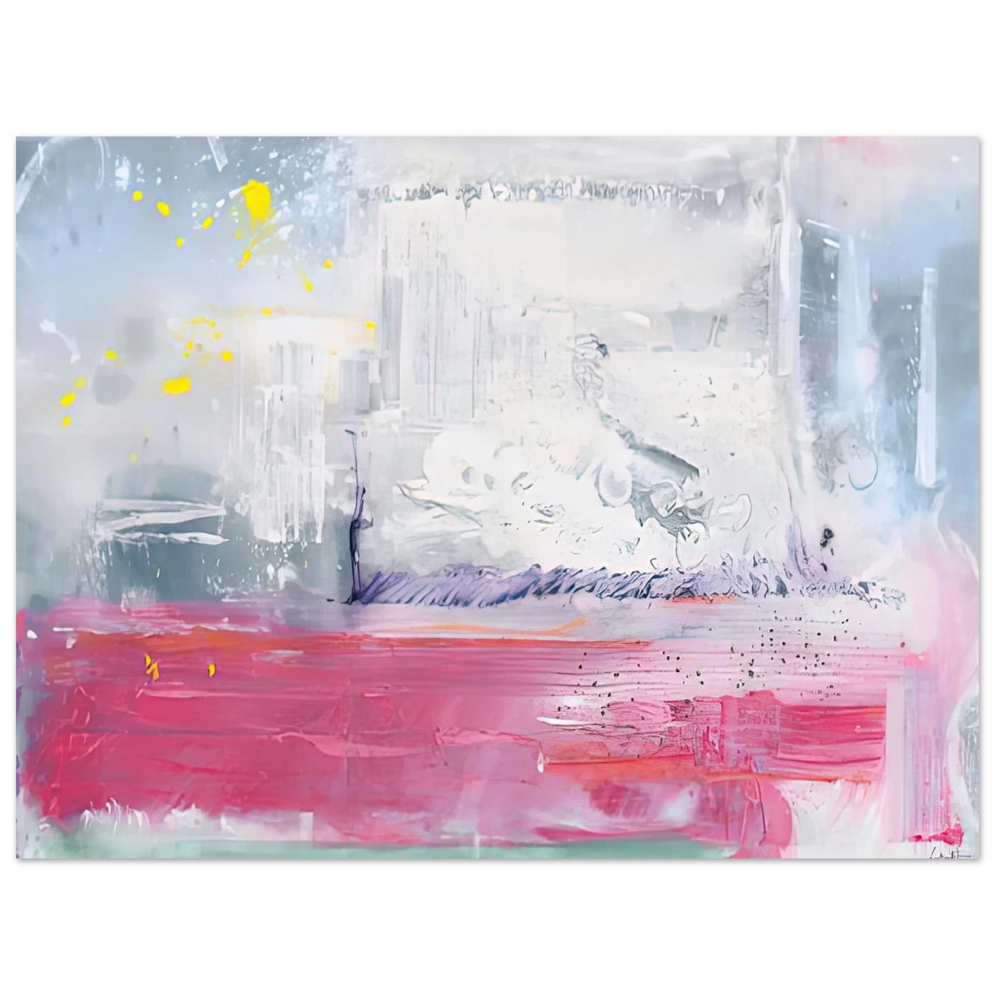 Helen Frankenthaler - Hot Ice, 1990- Wall Art - 21x29.7 cm / 8x12" - Premium Wooden Framed Poster With Fine Art Paper-canvas - White frame