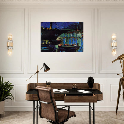 PORT OF CADAQUES NIGHT - Salvador Dali Brushed Aluminum Print - 70x100 cm / 28x40 inches | Salvador Dali Aluminum Print | Salvador Dali Prints