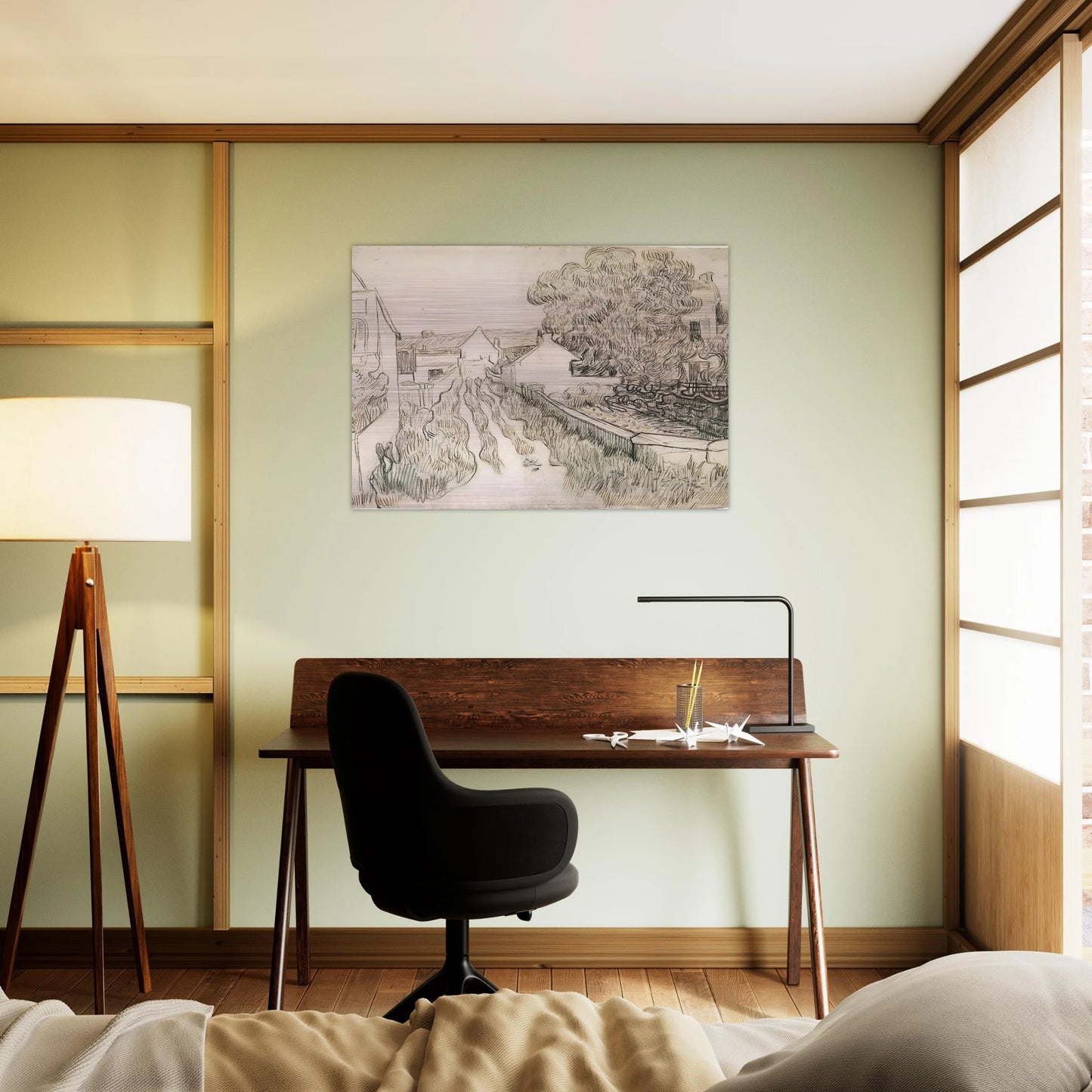 Village Street - Vincent van Gogh Brushed Aluminum Print - 70x100 cm / 28x40 inches | Vincent van Gogh Aluminum Print | Vincent van Gogh Prints