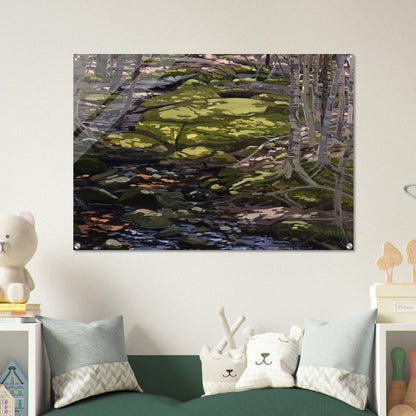 Light in Brook - Contemporary Realism - Neil Welliver Acrylic Print - 70x100 cm / 28x40″ inches