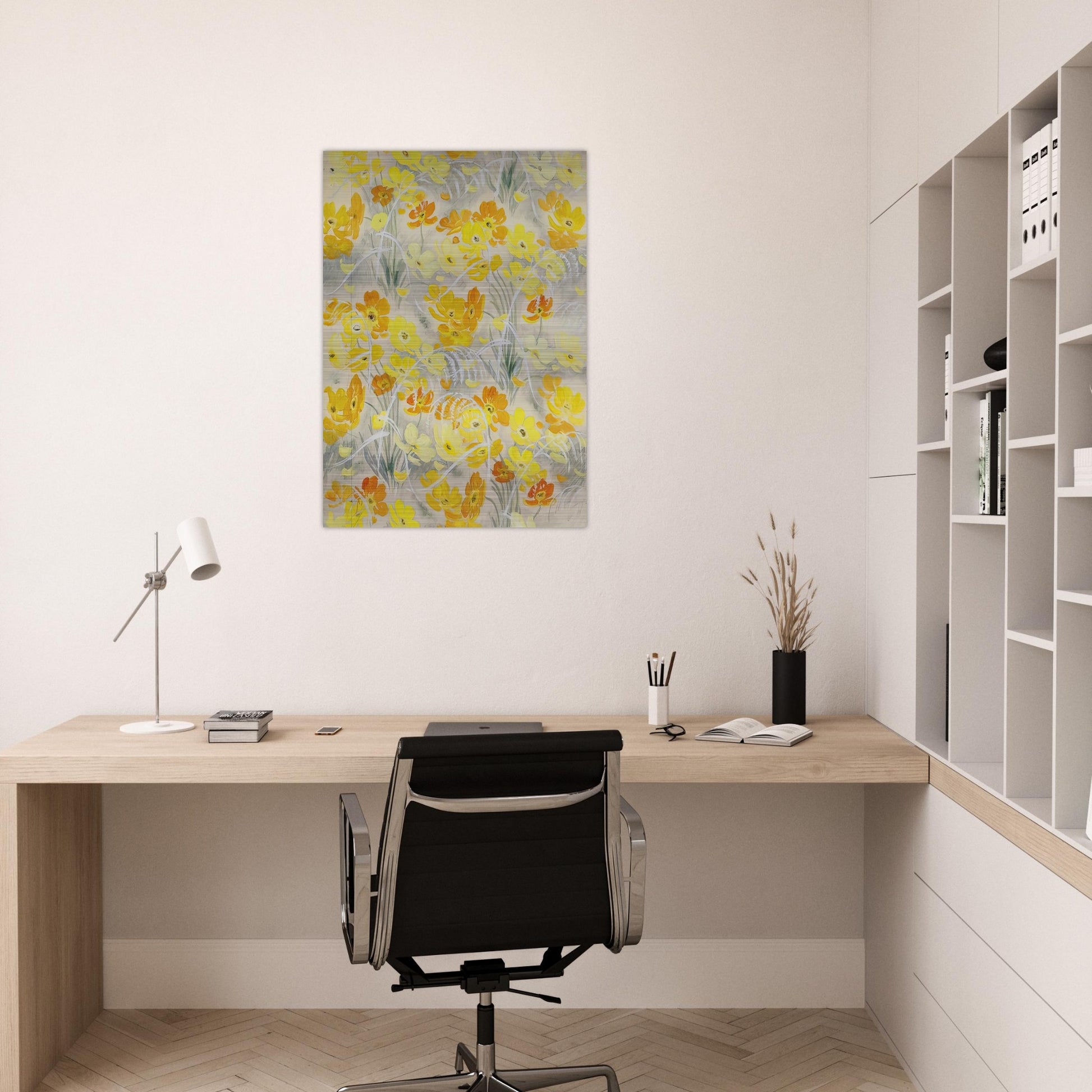 Orange and Yellow Flowers - Post-Impressionism - Le Pho Brushed Aluminum Print - 70x100 cm / 28x40 inches | Le Pho Aluminum Print | Le Pho Prints