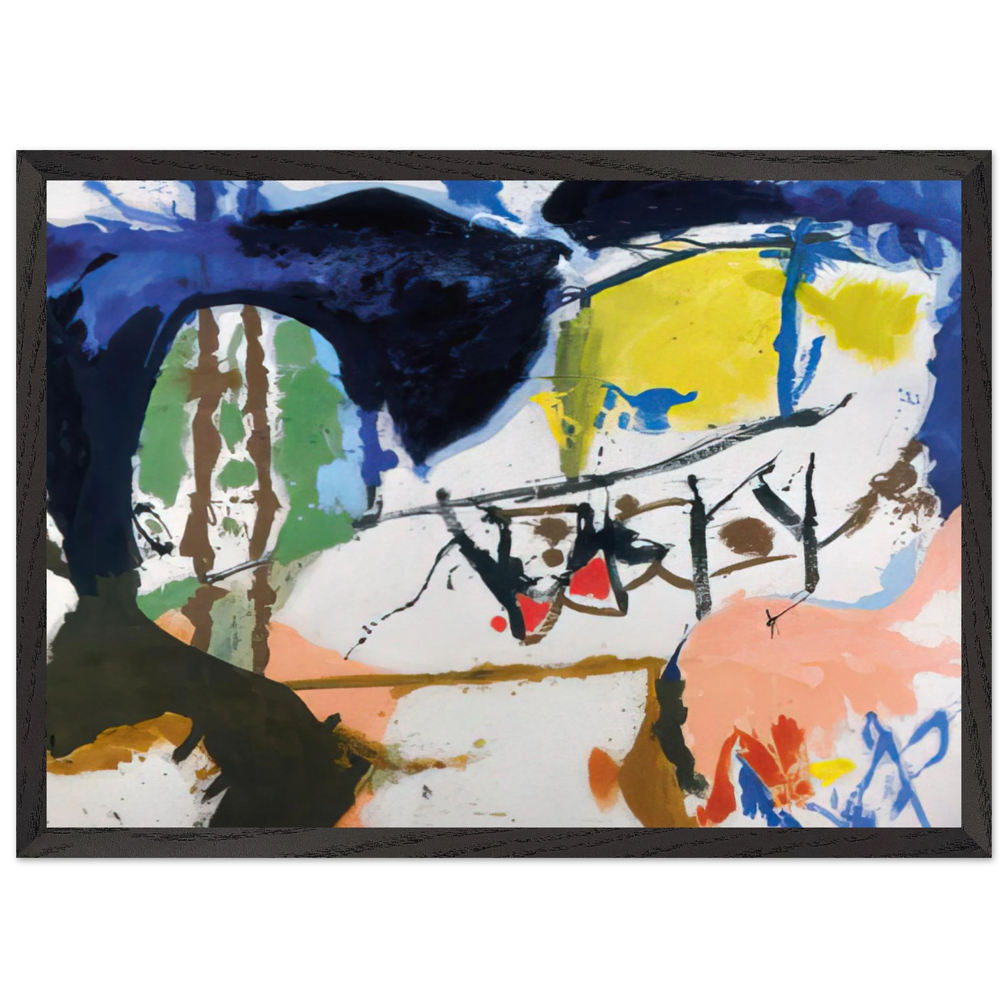Helen Frankenthaler - Acres - 1959 Wall art - 40x50 cm / 16x20 inches - Premium Wooden Framed Poster With Fine Art Paper-canvas - Black frame
