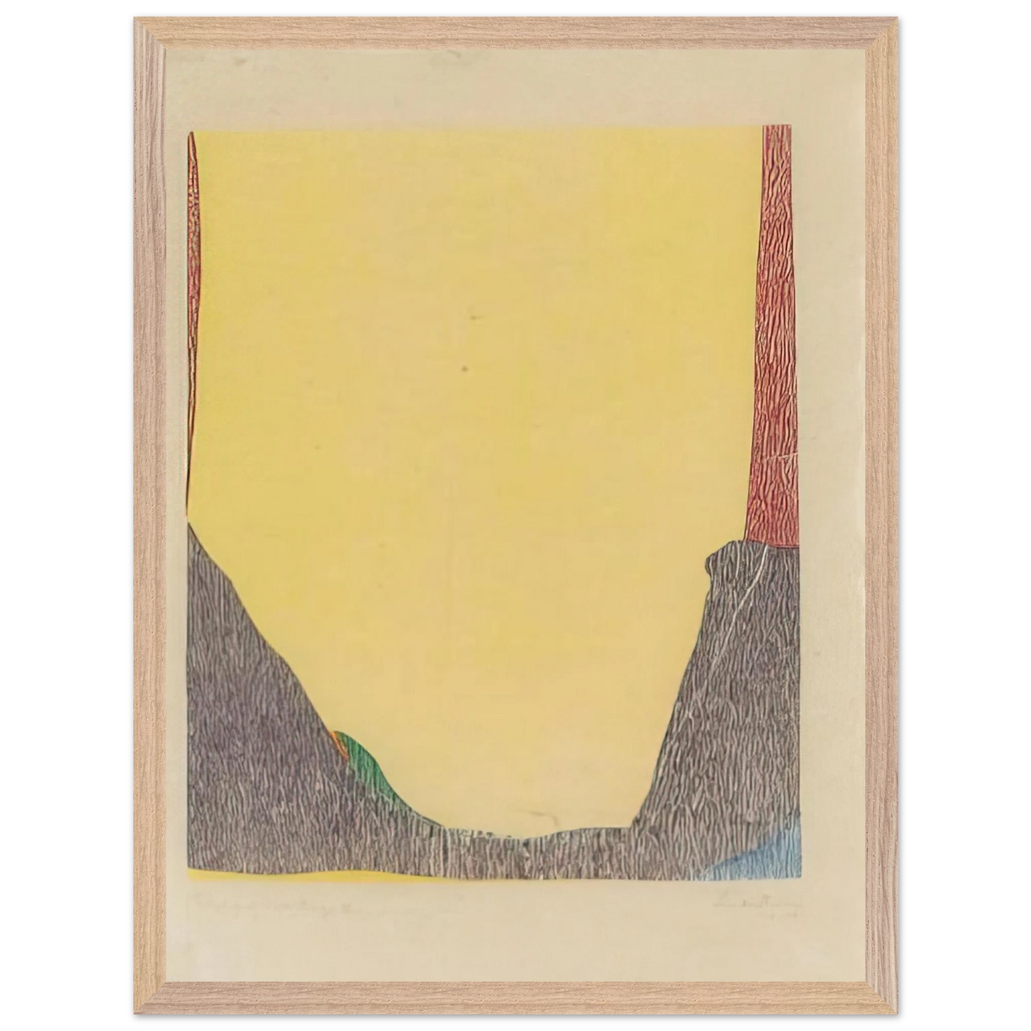 Helen Frankenthaler - East and Beyond - 1973 Wall art - 28x43  cm / XL (11x17 inches) - Premium Wooden Framed Poster With Fine Art Paper-canvas - Wood frame