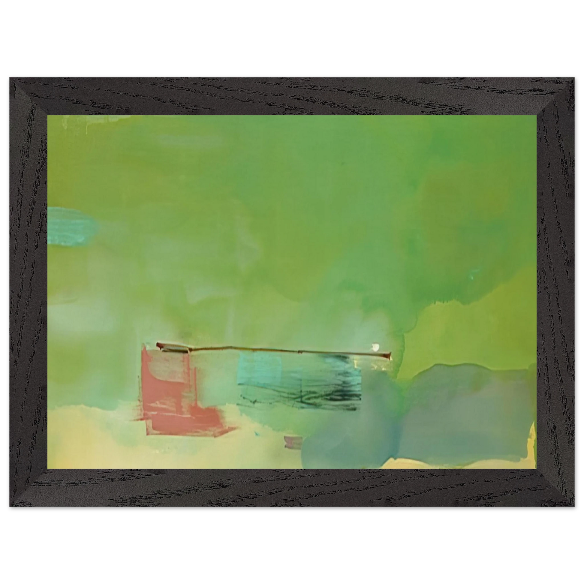 Helen Frankenthaler - Springscape - 1975 Wall art - 28x43  cm / XL (11x17 inches) - Premium Wooden Framed Poster With Fine Art Paper-canvas - Black frame