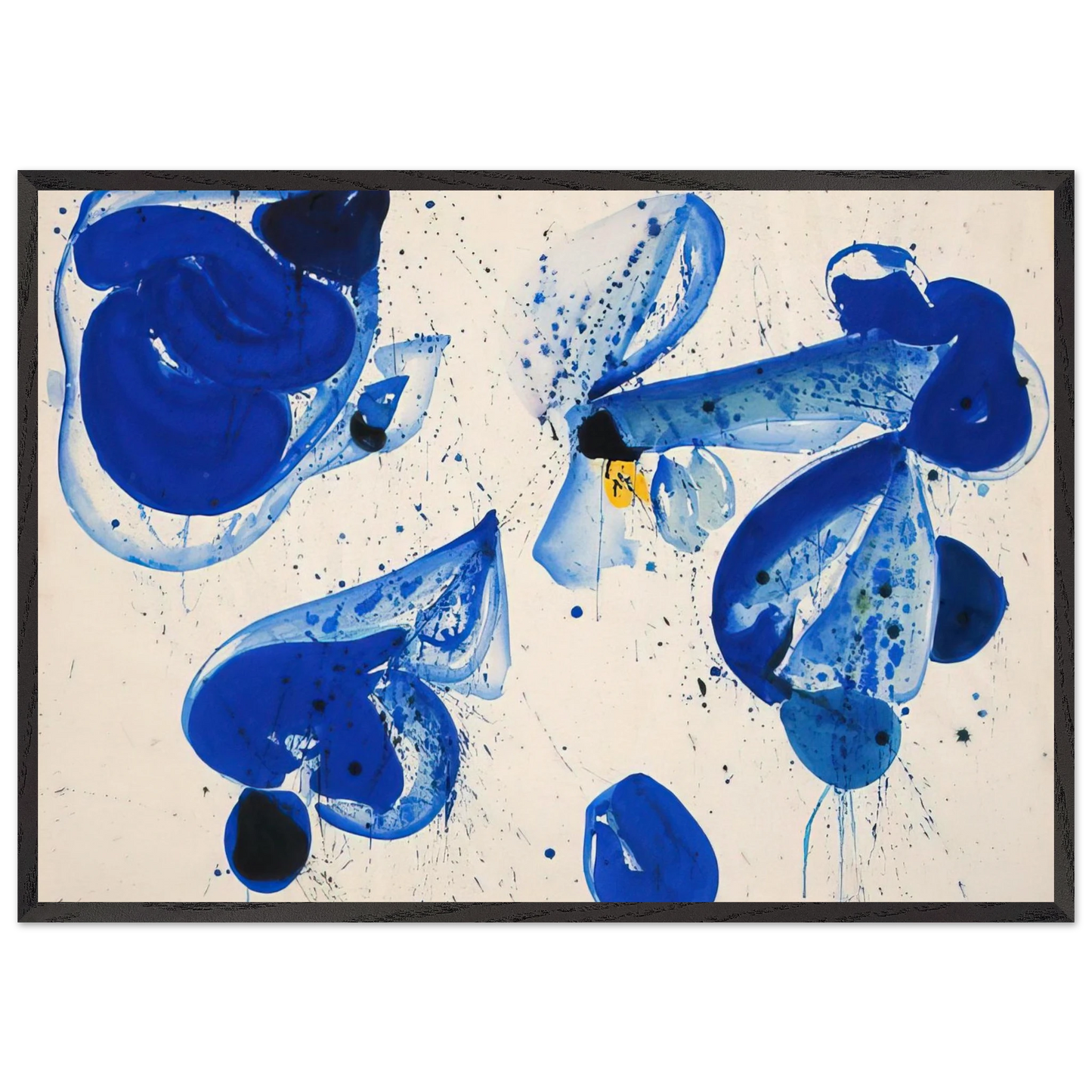 Untitled  Blue Balls from Cross 9  - Sam Francis 70x100 cm / 28x40 inches Framed Art Print – Black Wooden Frame