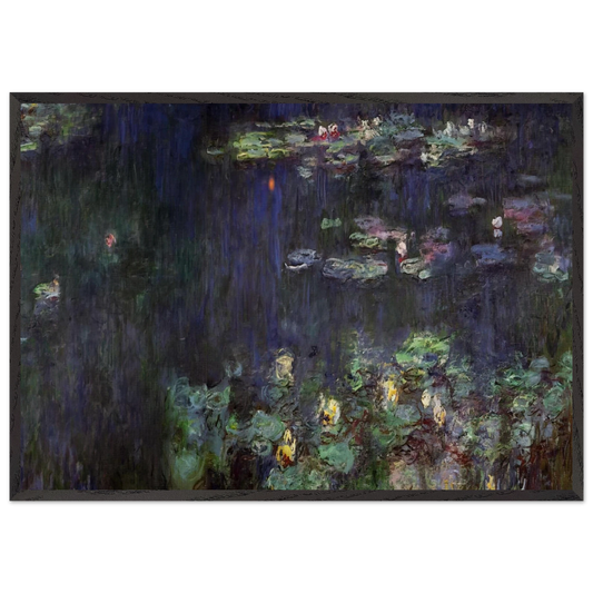 Water Lilies Green Reflection right half - claude monet 70x100 cm / 28x40 inches Framed Art Print – Black Wooden Frame