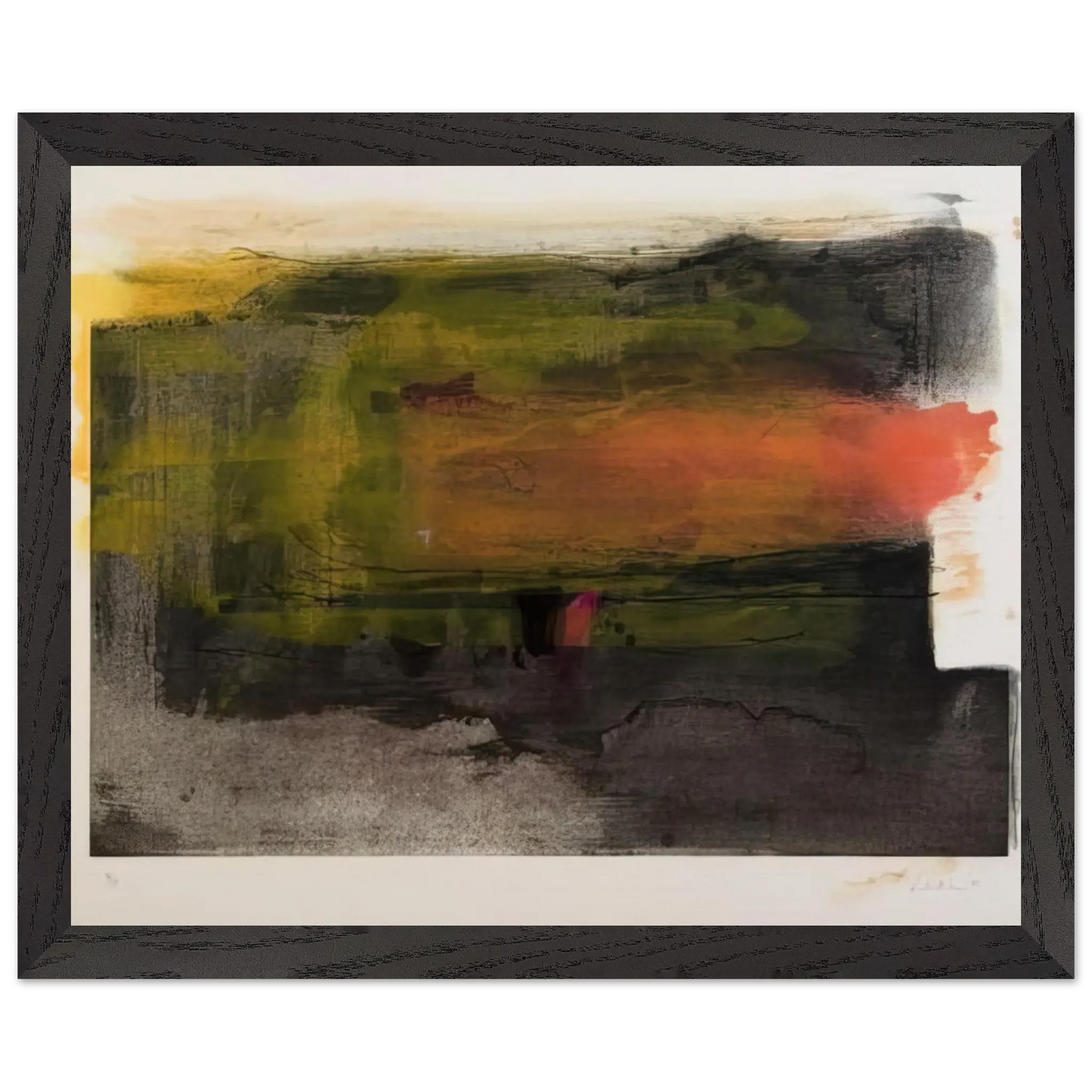 Helen Frankenthaler - Deep Sun - 1983 Wall art - 60x80 cm / 24x32 Inches - Premium Wooden Framed Poster With Fine Art Paper - Wood frame