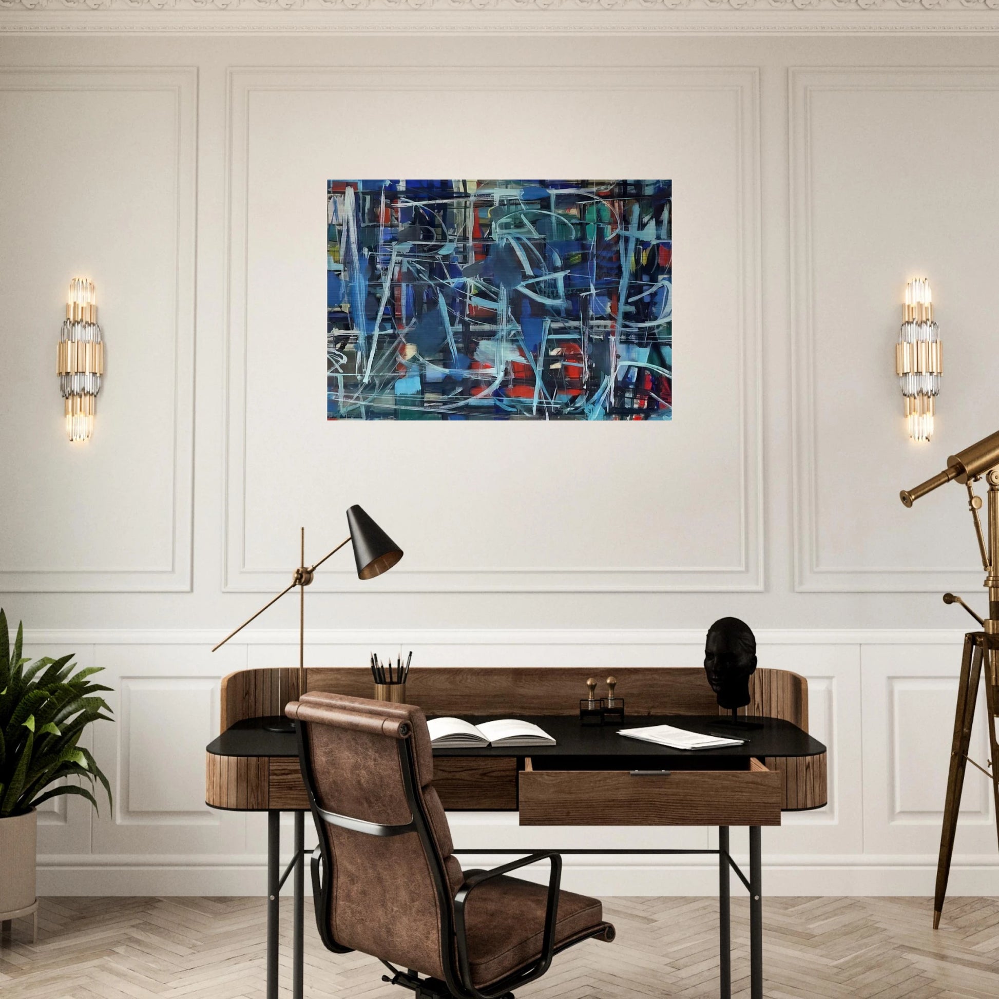 Abstract in Blue - 1950 - Robert Goodnough Brushed Aluminum Print - 70x100 cm / 28x40 inches | Robert Goodnough Aluminum Print | Robert Goodnough Prints