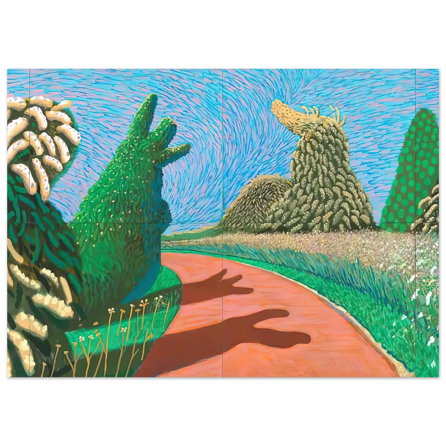 David Hockney - David Hockney Wall art - 40x40 cm / 16x16 Inches - Premium Wooden Framed Poster With Fine Art Paper - White frame