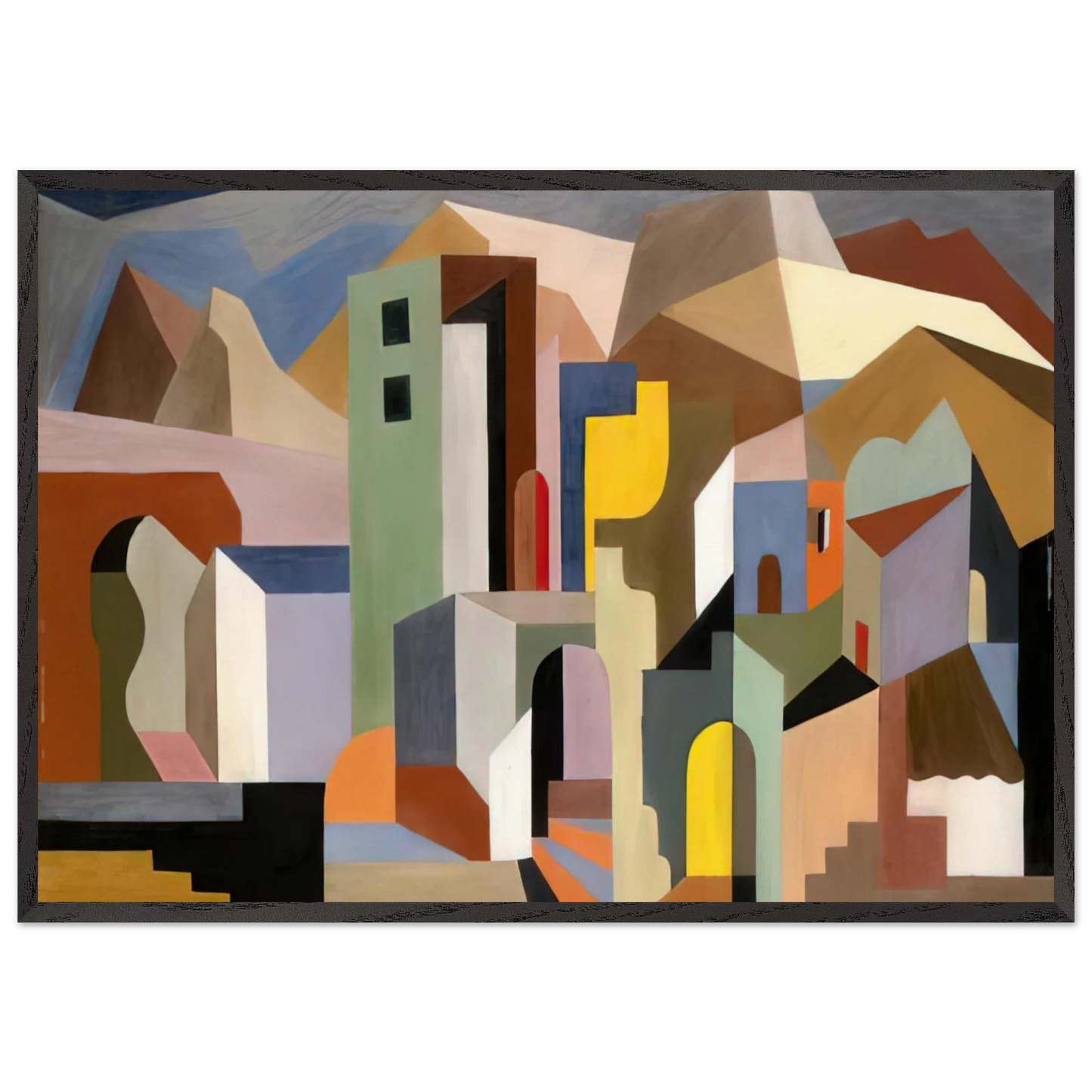 ARCHITECTURAL FORM OF FUTURE IDEAL LANDSCAPE 1921 - Enrico Prampolini 70x100 cm / 28x40 inches Framed Art Print – Black Wooden Frame