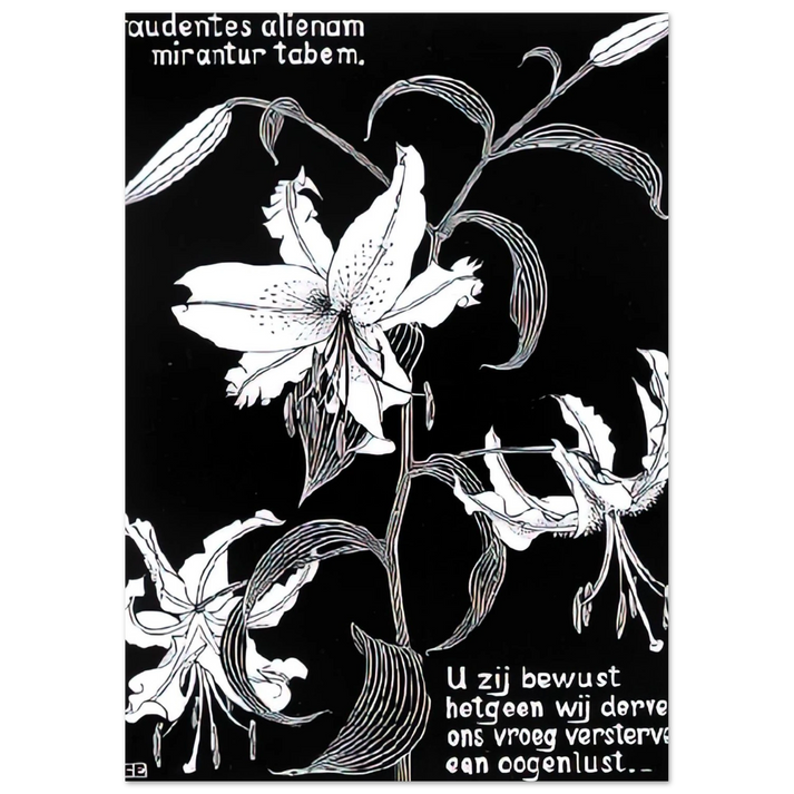 MC Escher - FLOWERS Wall Art - 30x40 cm / 12x16 inches - Premium Wooden Framed Poster With Fine Art Paper - White frame