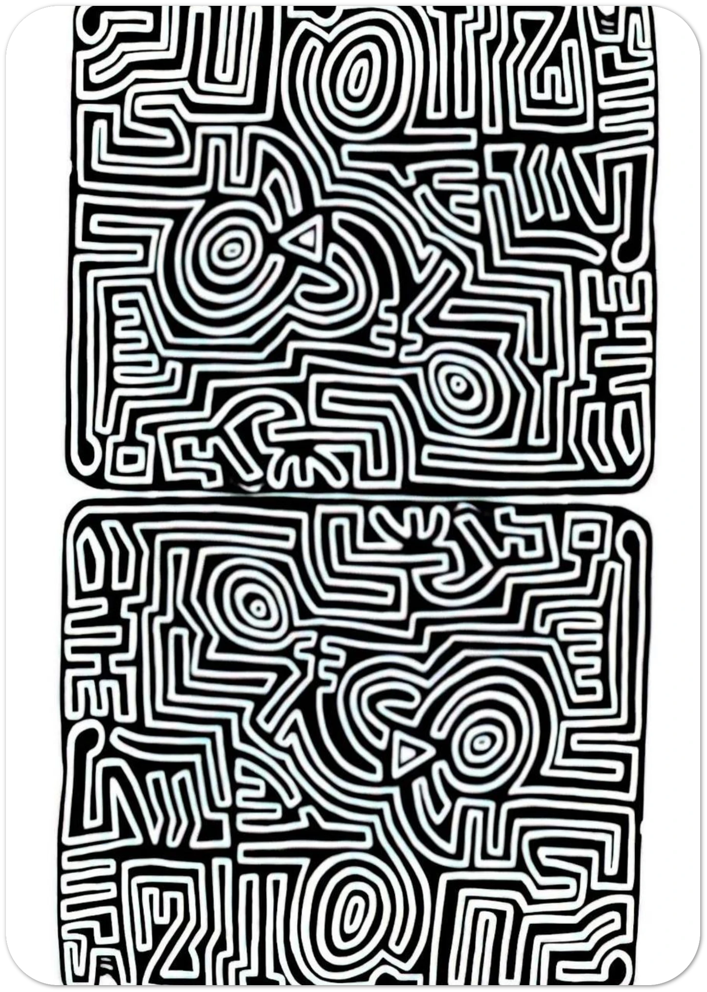 LABYRINTH 1989 By Keith Haring Pack of 10 Post Cards | Keith Haring Post Cards | A6 (10.5 x 14.8 cm) - 4.1 x 5.8 inches