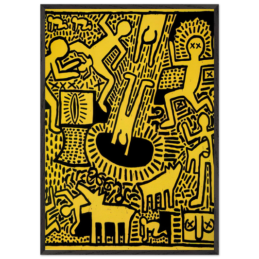 UNTITLED 1981 N1 - Keith Haring 70x100 cm / 28x40 inches Framed Art Print – Black Wooden Frame