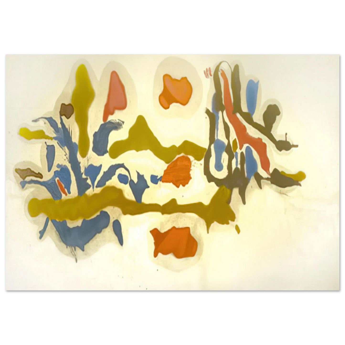 Helen Frankenthaler - Seascape with Dunes - 1962 Wall art - 15x20 cm / 6x8 inches - Premium Wooden Framed Poster With Fine Art Paper-canvas - White frame