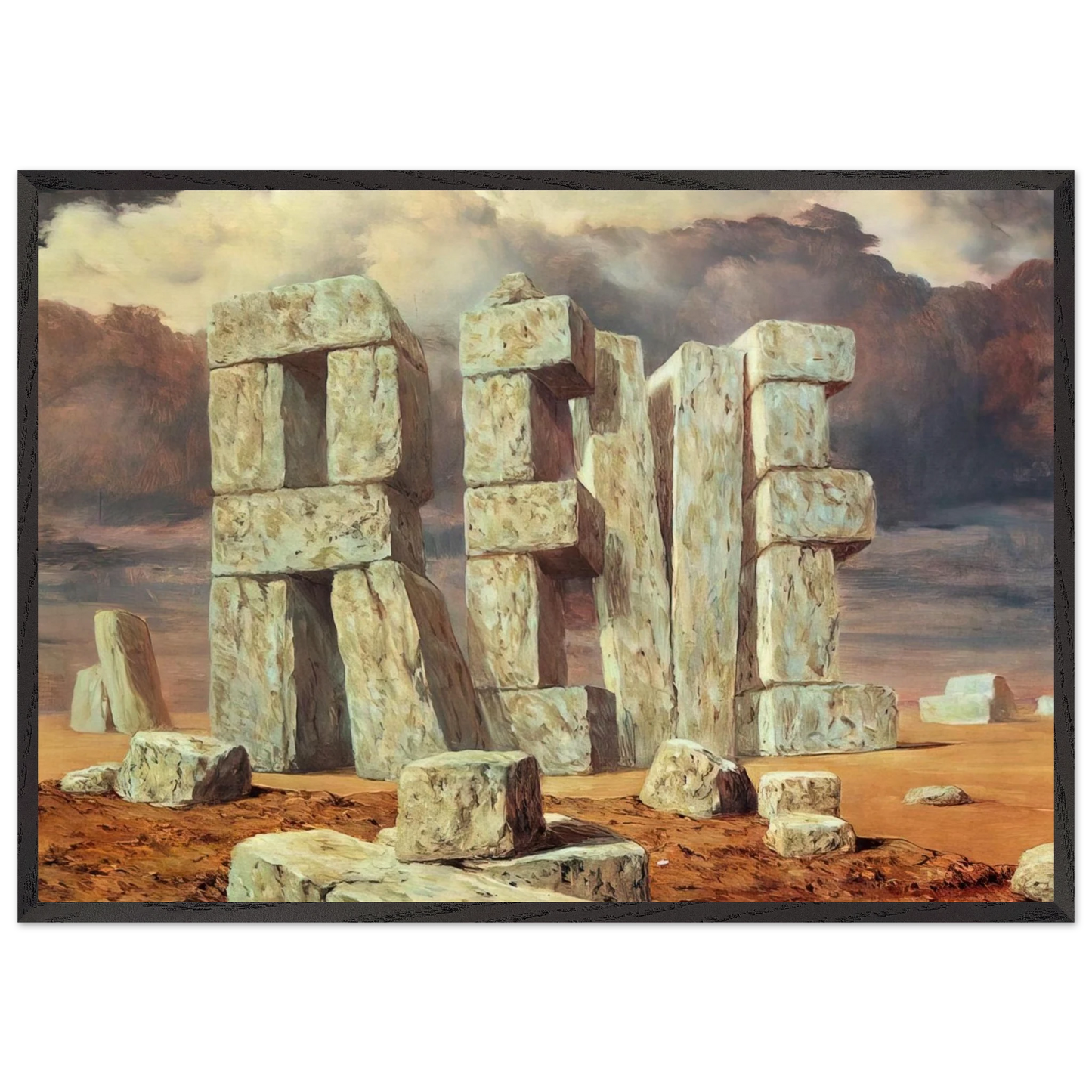 THE ART OF CONVERSATION 1950 - Rene Magritte 70x100 cm / 28x40 inches Framed Art Print – Black Wooden Frame