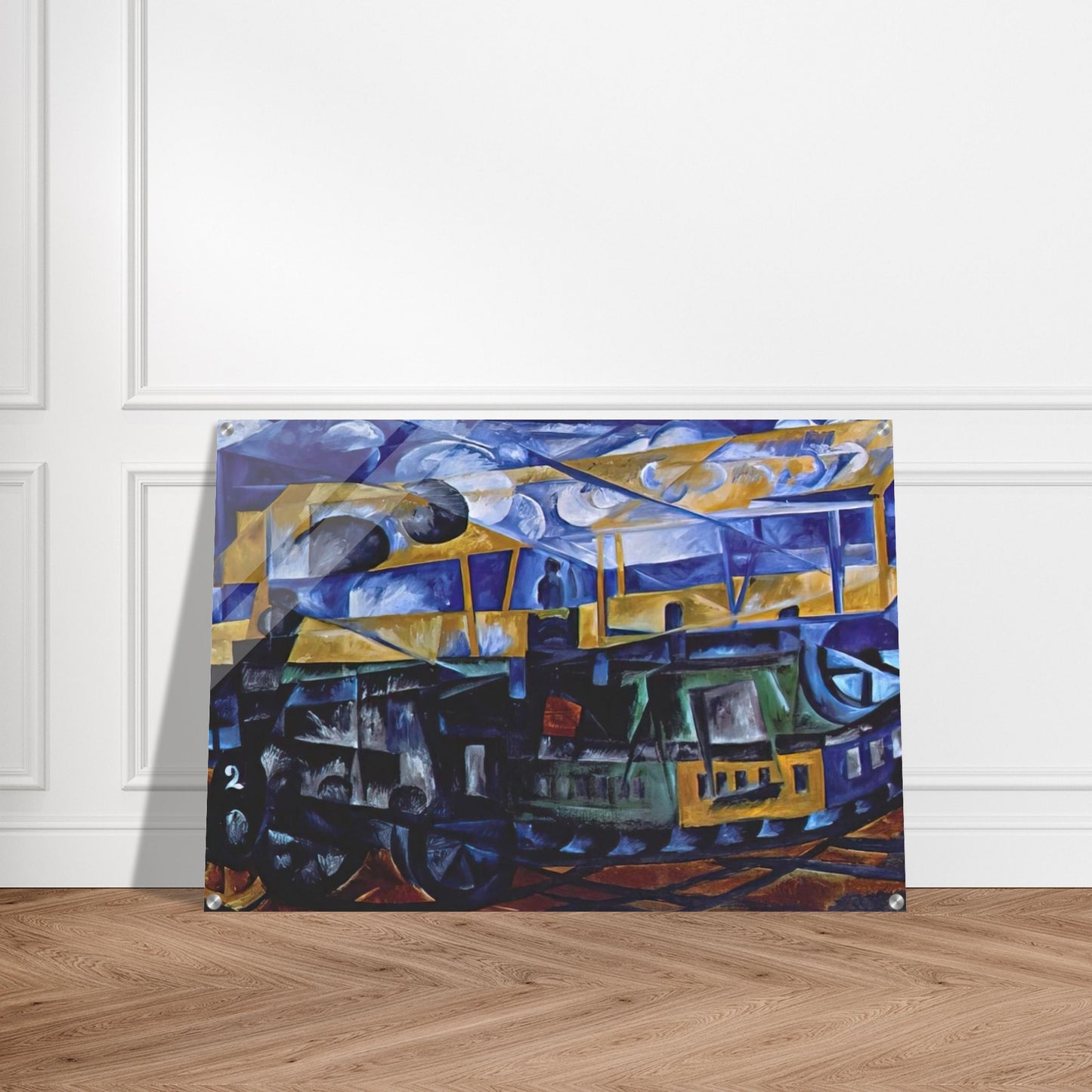 Airplane over train - 1913 - Natalia Goncharova Acrylic Print - 70x100 cm / 28x40″ inches