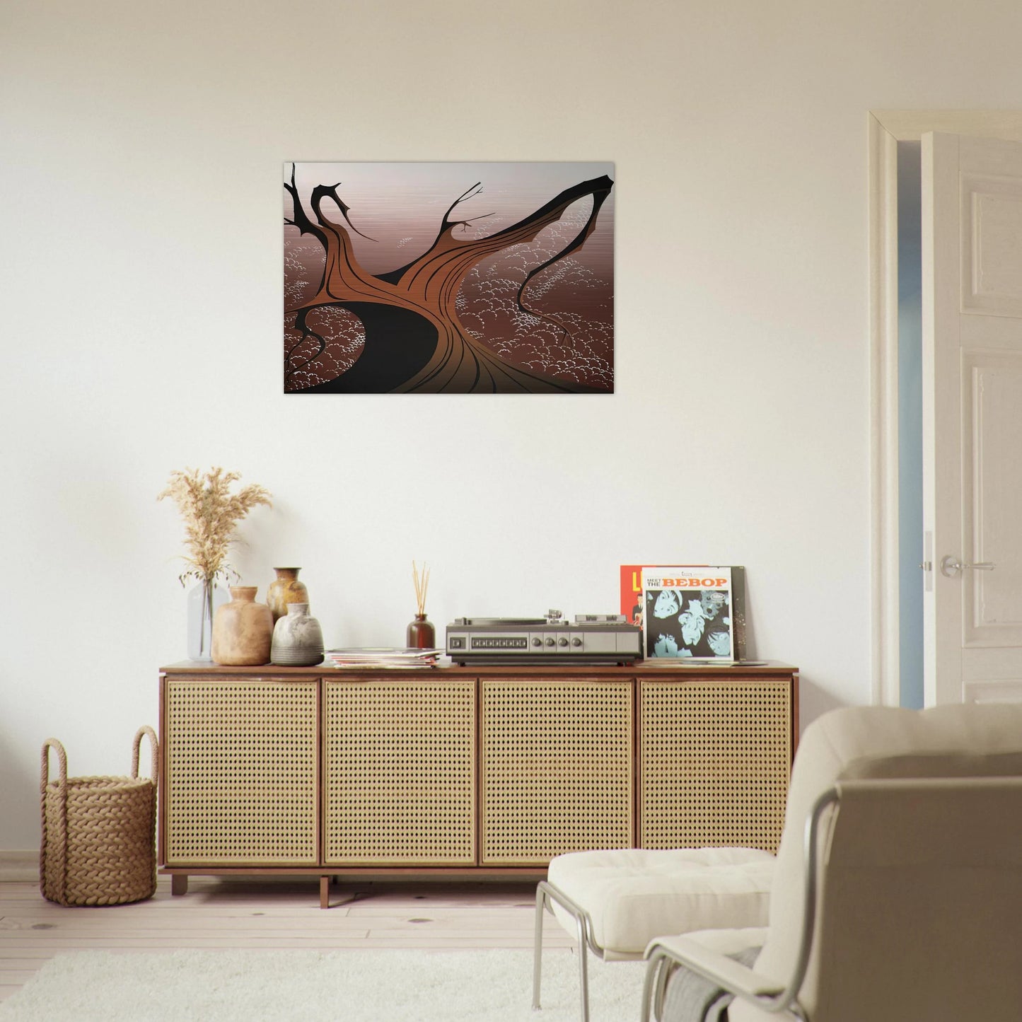Brown Tree - Eyvind Earle Brushed Aluminum Print - 70x100 cm / 28x40 inches | Eyvind Earle Aluminum Print | Eyvind Earle Prints