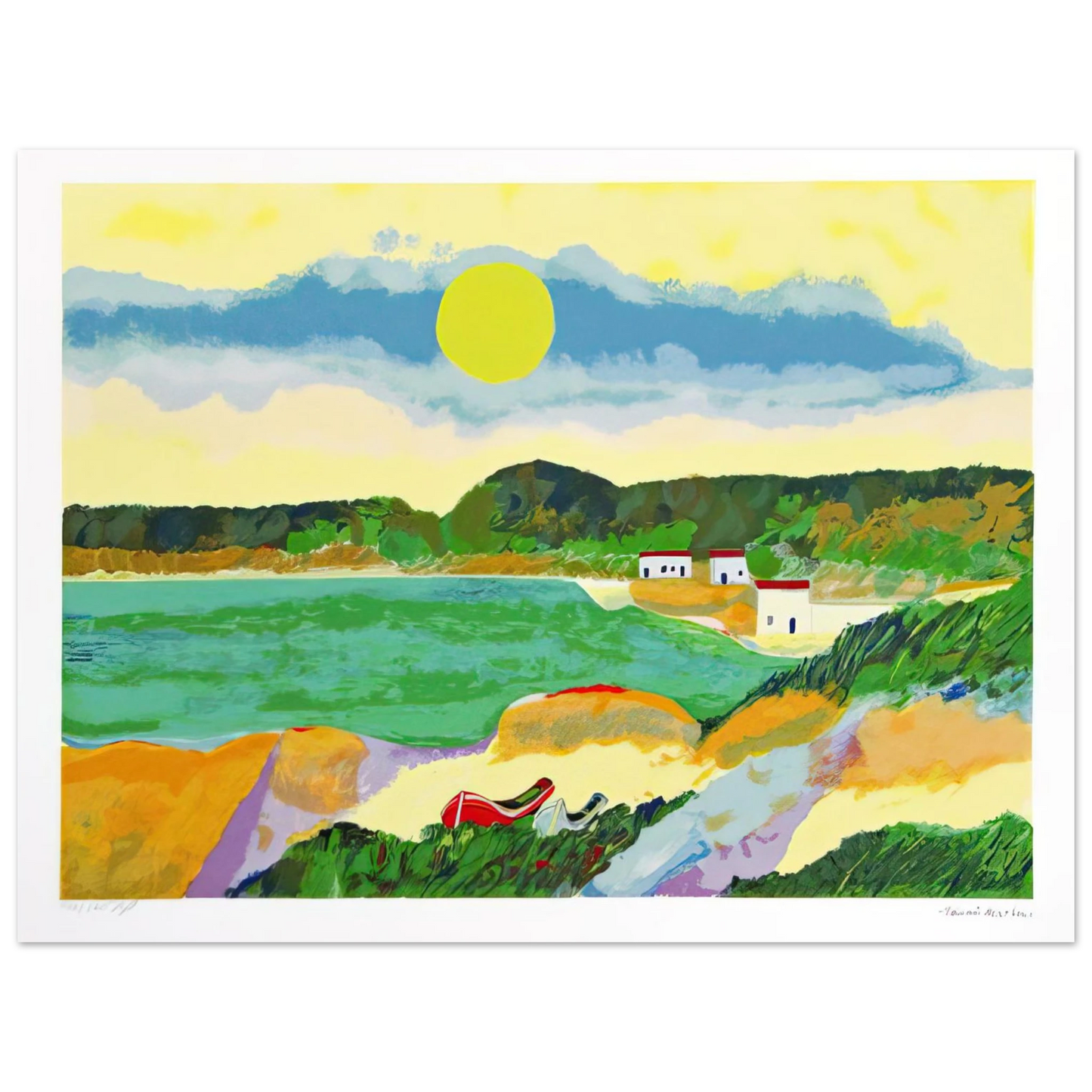 Aldemir Martins - Marinha Com Casas - Post-Impressionism  75x100 cm / 30x40inches Fine Art Poster