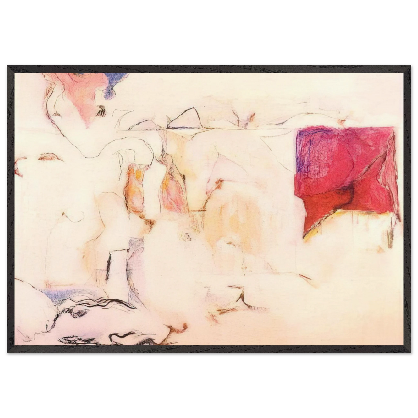 Untitled - Lyrical Abstraction N2 - Menez 70x100 cm / 28x40 inches Framed Art Print – Black Wooden Frame