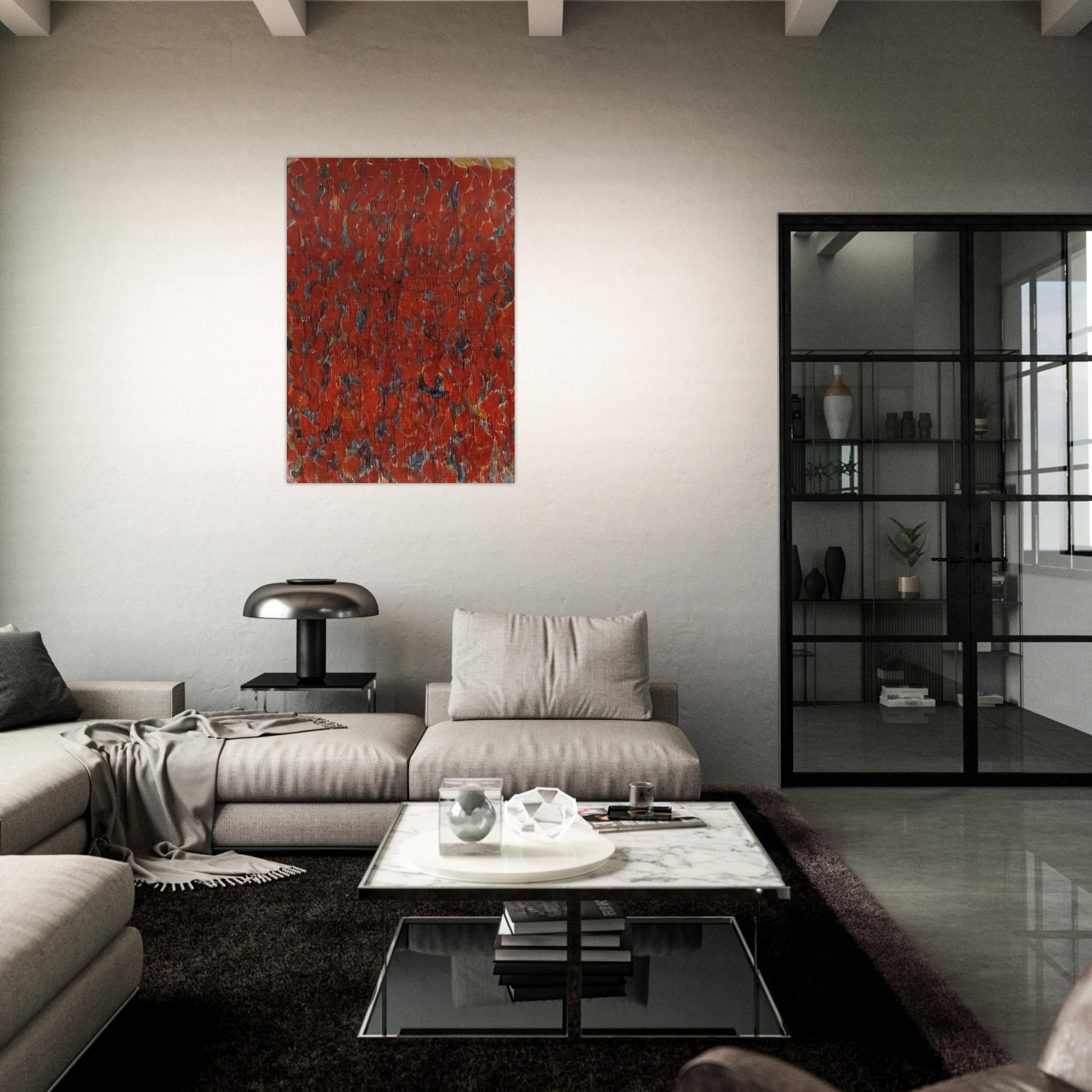Big Red - Sam Francis Brushed Aluminum Print - 70x100 cm / 28x40 inches | Sam Francis Aluminum Print | Sam Francis Prints