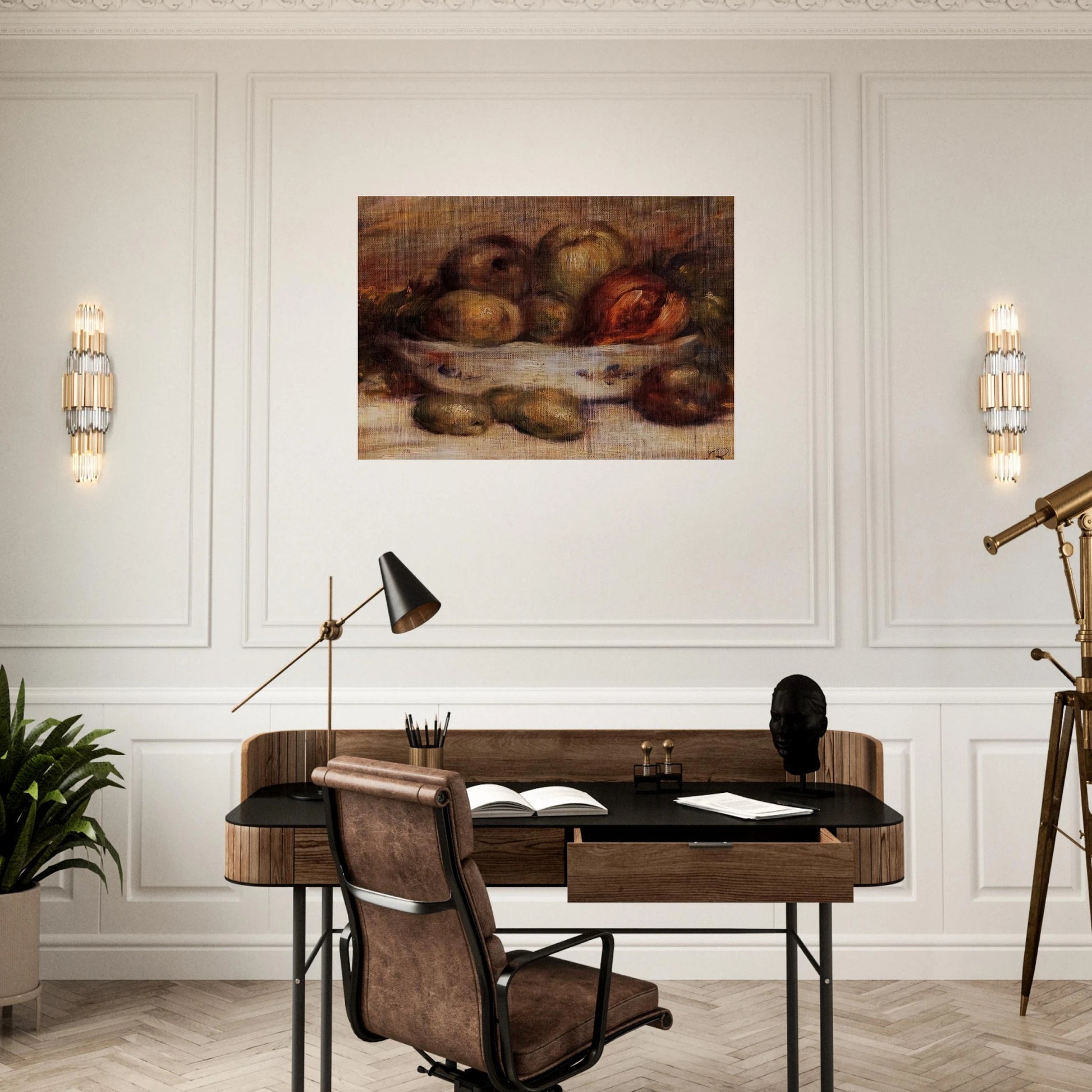 Still Life with Fruit - Pierre-Auguste Renoir Brushed Aluminum Print - 70x100 cm / 28x40 inches | Pierre-Auguste Renoir Aluminum Print | Pierre-Auguste Renoir Prints