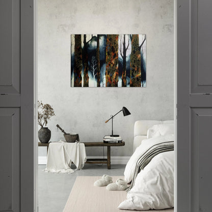 Jewel Trees - Eyvind Earle Brushed Aluminum Print - 70x100 cm / 28x40 inches | Eyvind Earle Aluminum Print | Eyvind Earle Prints