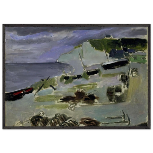 BOATS ON THE BEACH ETRETAT 1920 - Henri Matisse 70x100 cm / 28x40 inches Framed Art Print – Black Wooden Frame