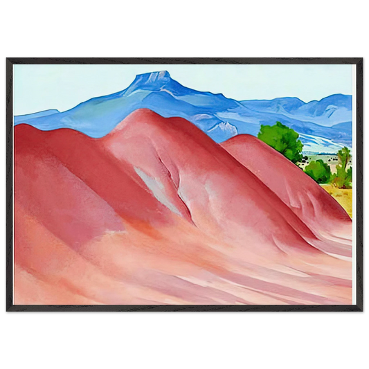 Red Hills and Pedernal - Georgia OKeeffe 70x100 cm / 28x40 inches Framed Art Print – Black Wooden Frame