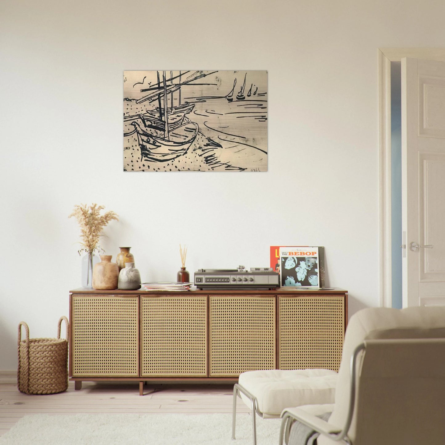 Fishing Boats on the Beach - Vincent van Gogh Brushed Aluminum Print - 70x100 cm / 28x40 inches | Vincent van Gogh Aluminum Print | Vincent van Gogh Prints