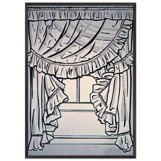 CURTAINS 1962 - Roy Lichtenstein 70x100 cm / 28x40 inches Framed Art Print – Black Wooden Frame