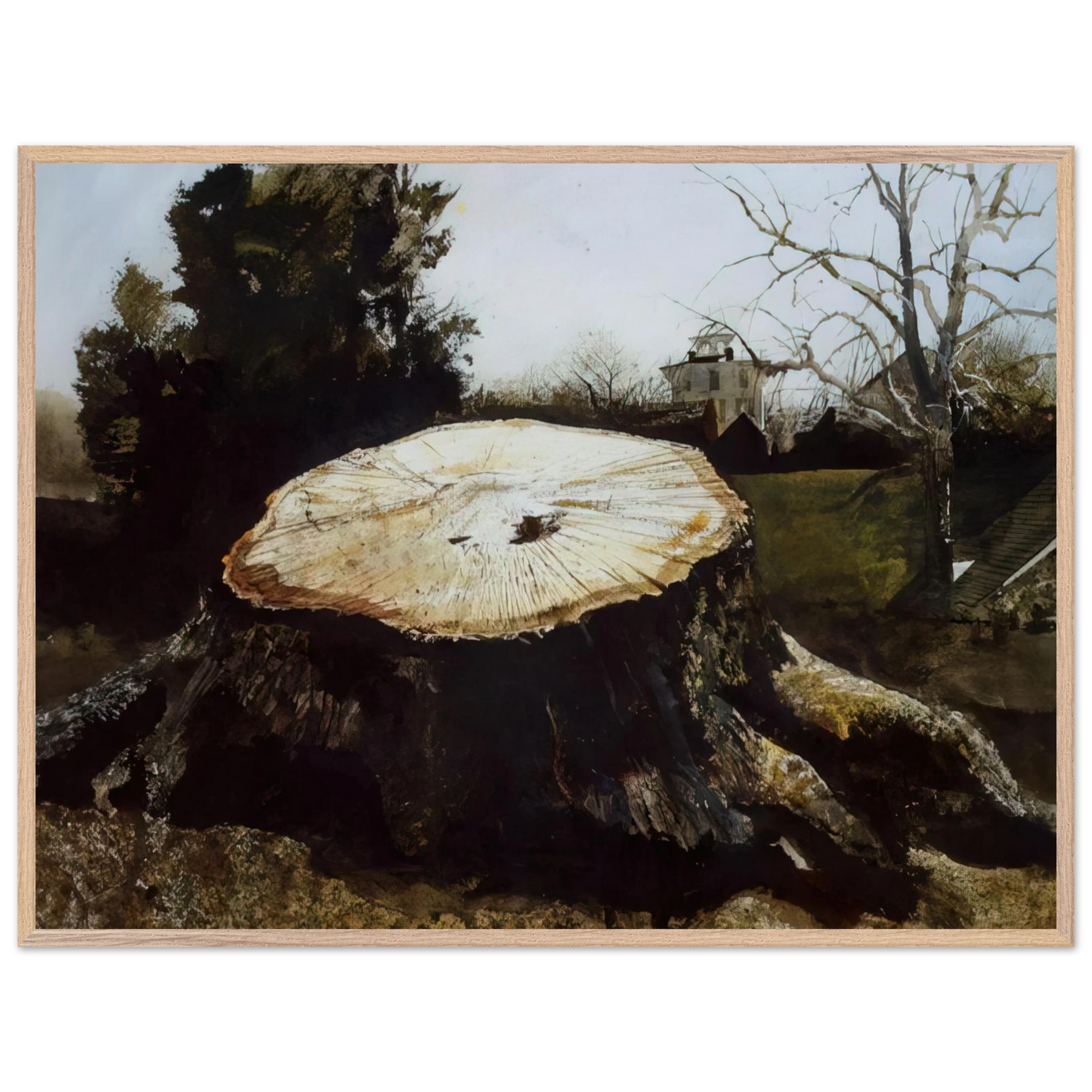 Andrew Wyeth - THE BIG OAK Wall Art - 60x80 cm / 24x32 inches - Premium Wooden Framed Poster With Fine Art Paper-canvas - Wood frame