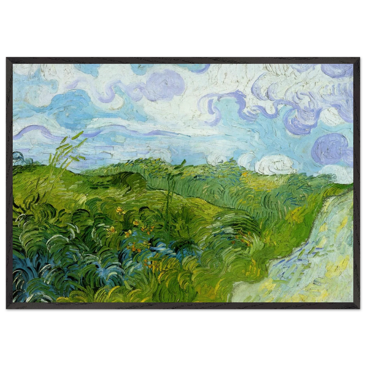 Green Wheat Fields - Vincent van Gogh 70x100 cm / 28x40 inches Framed Art Print – Black Wooden Frame