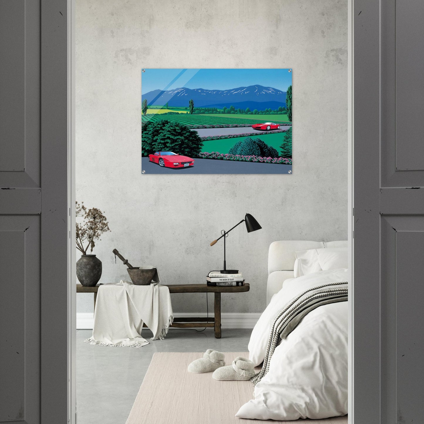 Ferraris traversing the lands - Hiroshi Nagai Acrylic Print - 70x100 cm / 28x40″ inches