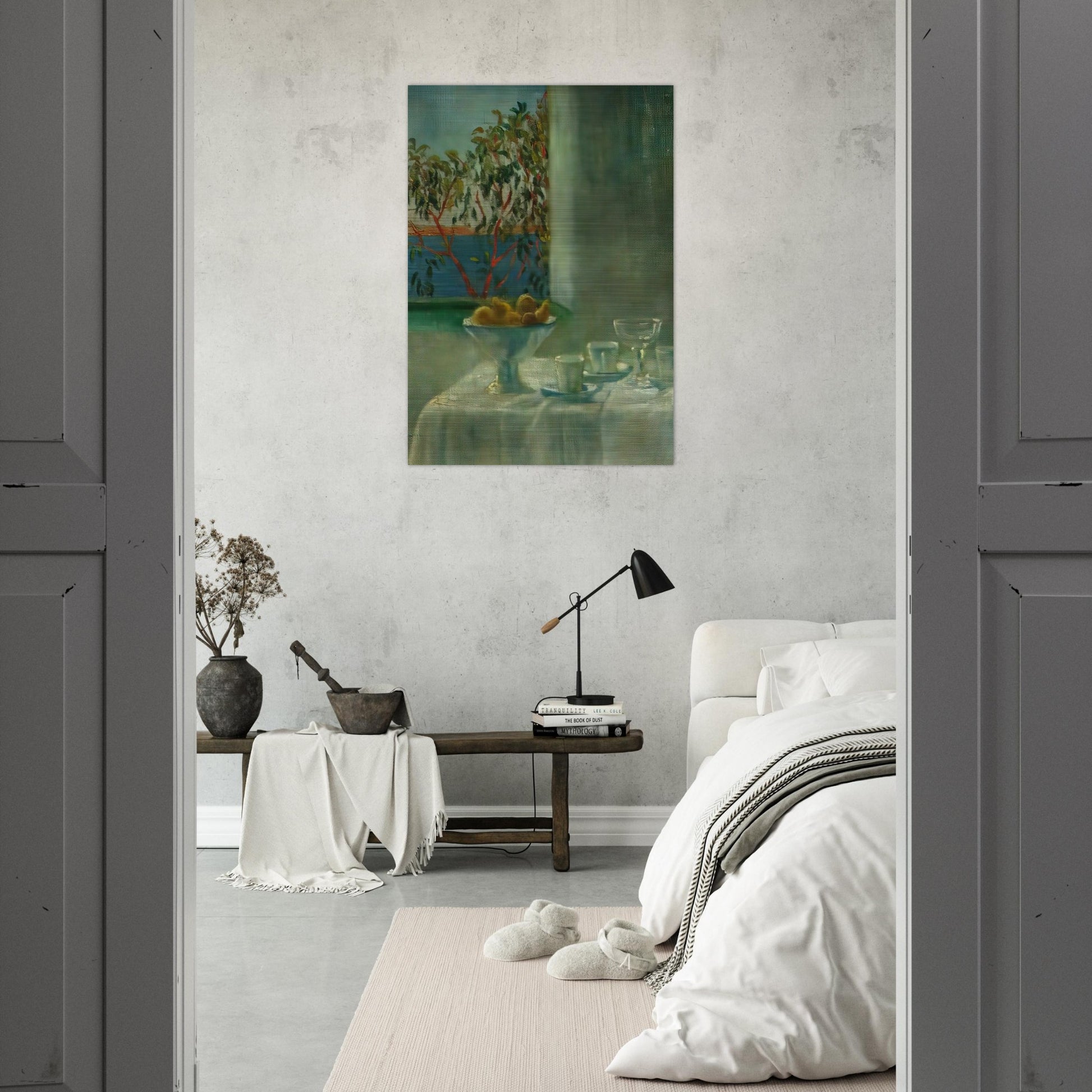 STILL LIFE BY A WINDOW - Salvador Dali Brushed Aluminum Print - 70x100 cm / 28x40 inches | Salvador Dali Aluminum Print | Salvador Dali Prints