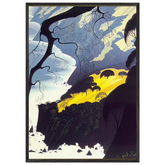 Carmel Highlands - Eyvind Earle 70x100 cm / 28x40 inches Framed Art Print – Black Wooden Frame