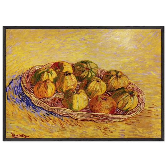 Still Life with Basket of Apples - Vincent van Gogh 70x100 cm / 28x40 inches Framed Art Print – Black Wooden Frame