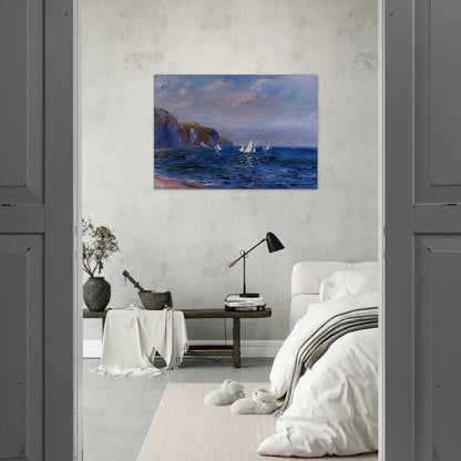 Cliffs and Sailboats at Pourville - claude monet Brushed Aluminum Print - 70x100 cm / 28x40 inches | claude monet Aluminum Print | claude monet Prints