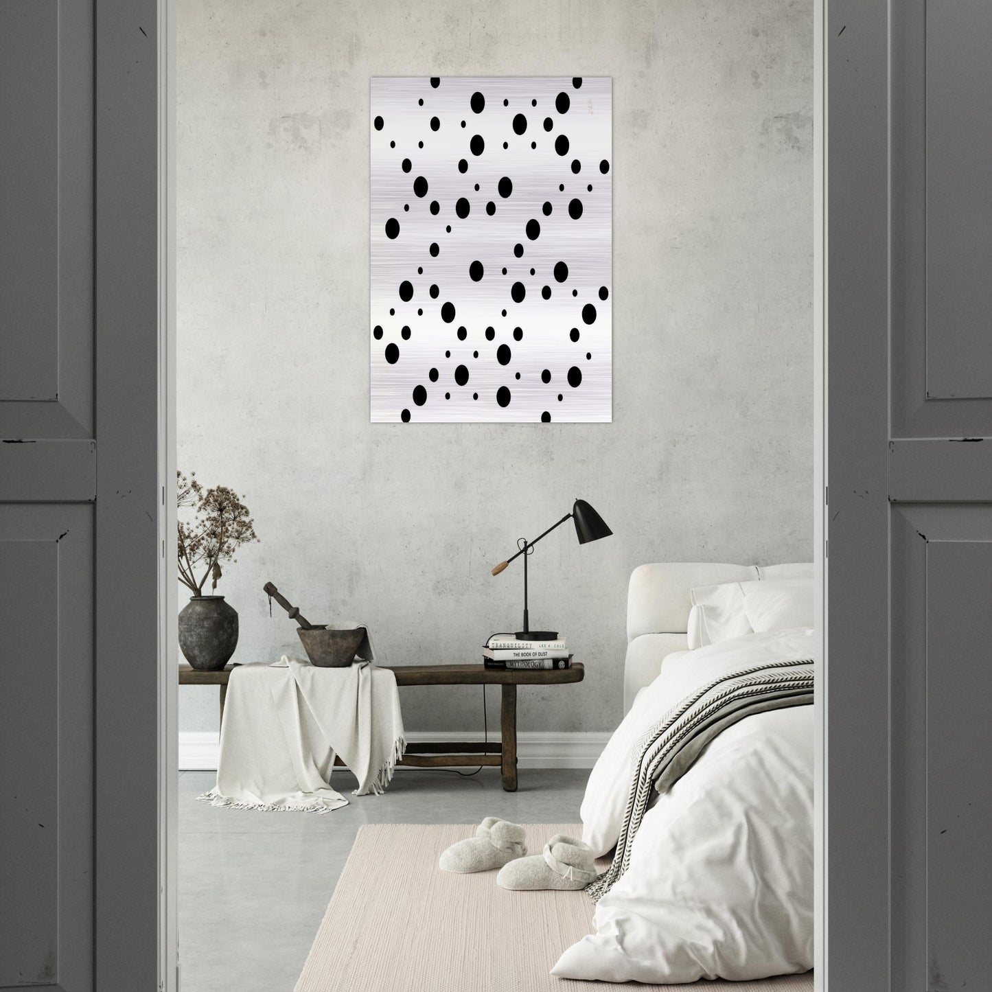 WHITE DISKS 1 - Bridget Riley Brushed Aluminum Print - 70x100 cm / 28x40 inches | Bridget Riley Aluminum Print | Bridget Riley Prints
