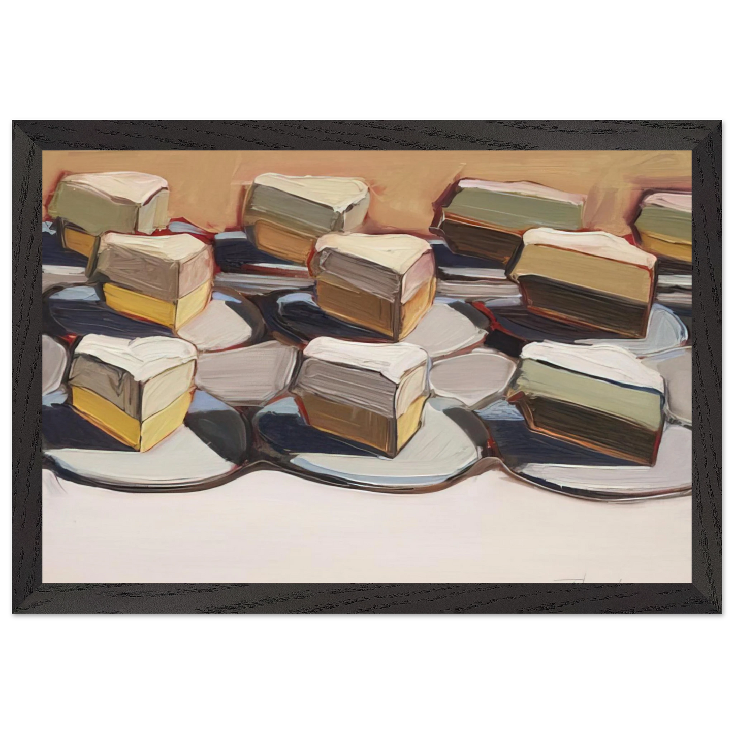 Wayne Thiebaud - Cut Meringues - 1961 Wall Art - 21x29.7 cm / 8x12" - Premium Wooden Framed Poster With Fine Art Paper - White frame