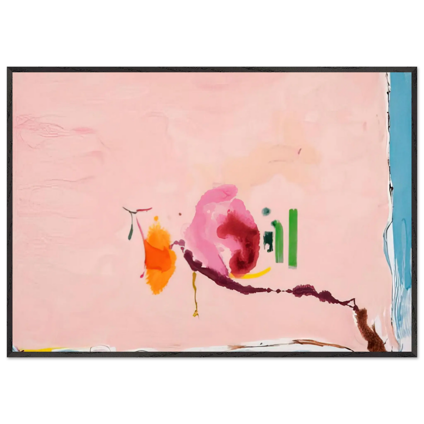 Helen Frankenthaler - Flirt - 1995 Wall art - 28x43  cm / XL (11x17 inches) - Premium Wooden Framed Poster With Fine Art Paper - White frame