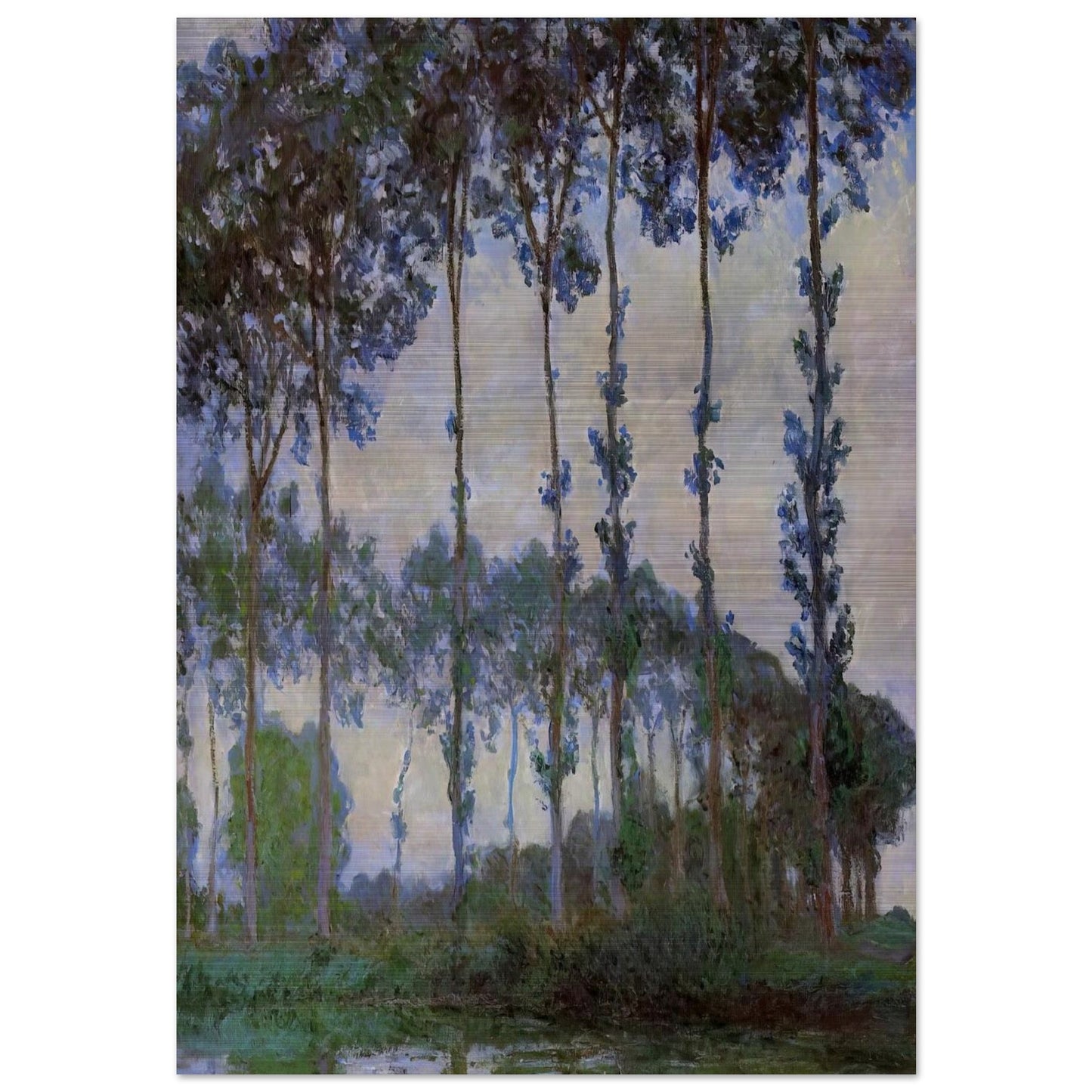 Poplars on the Banks of the River Epte, Overcast Weather - claude monet Brushed Aluminum Print - 70x100 cm / 28x40 inches | claude monet Aluminum Print | claude monet Prints