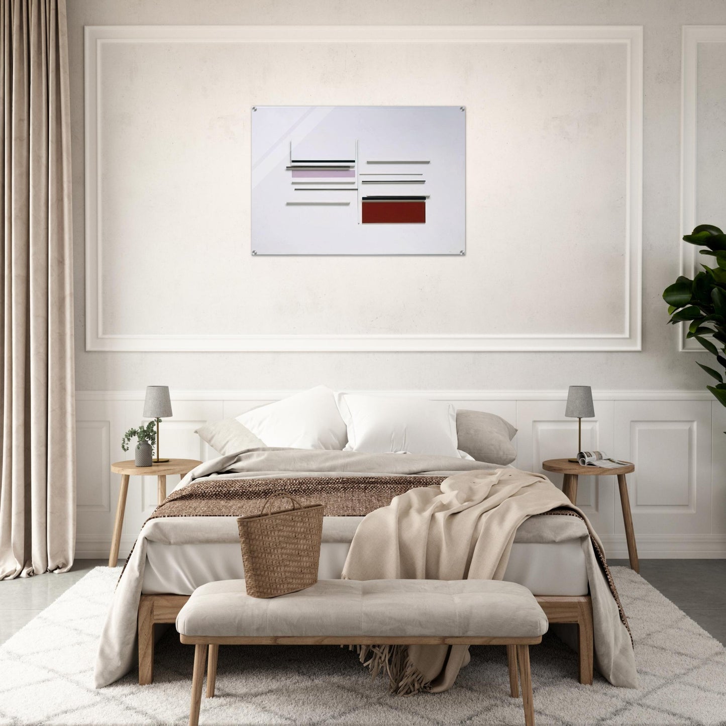 ABSTRACT IN WHITE BLACK INDIAN AND LILAC 1957 - Victor Pasmore Acrylic Print - 70x100 cm / 28x40″ inches