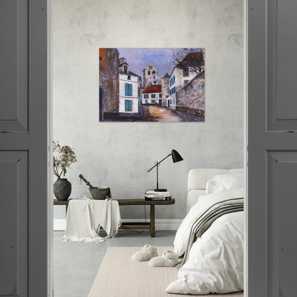 VILLAGE STREET - Maurice Utrillo Brushed Aluminum Print - 70x100 cm / 28x40 inches | Maurice Utrillo Aluminum Print | Maurice Utrillo Prints