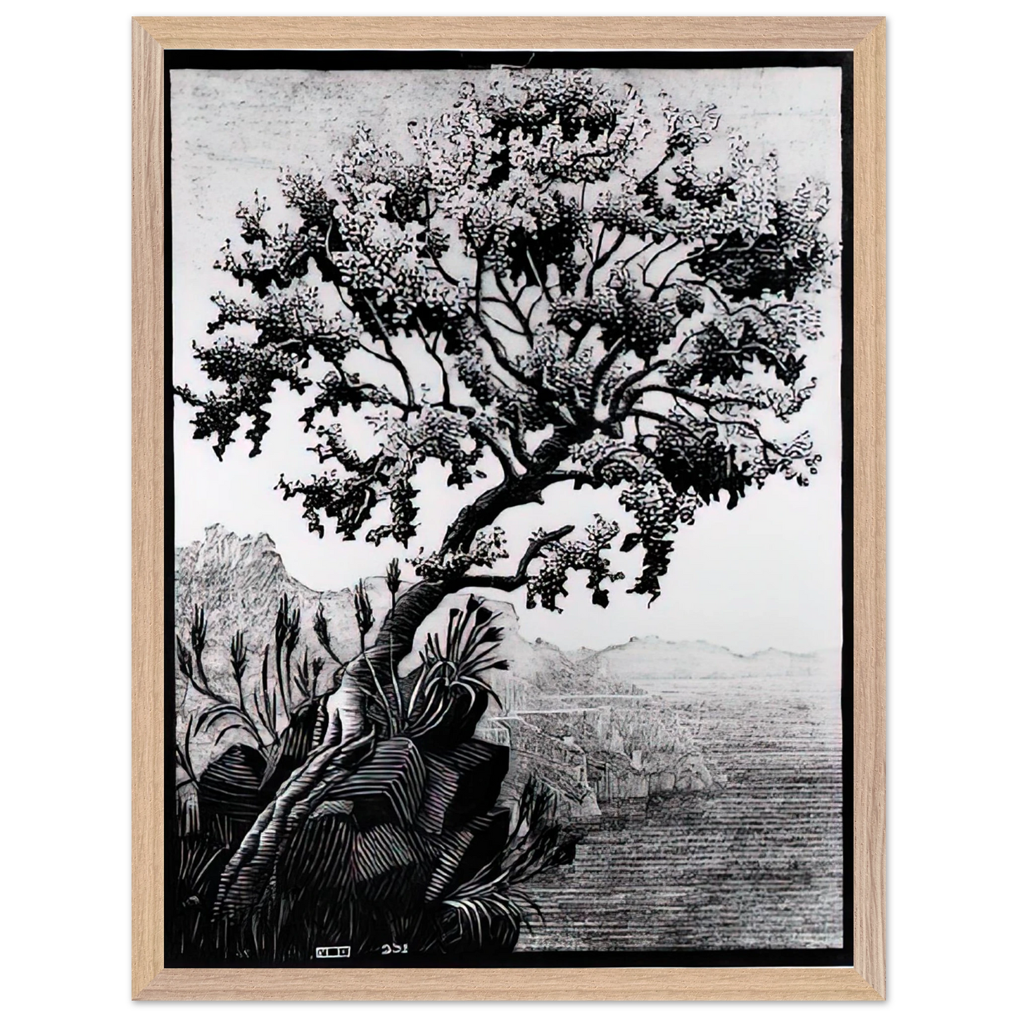 MC Escher - ESCHER (14) Wall Art - 60x80 cm / 24x32 inches - Premium Wooden Framed Poster With Fine Art Paper-canvas - White frame