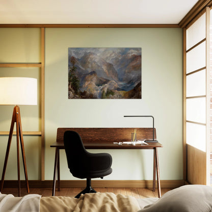 Morning in the Sierras, Nevada - Thomas Moran Brushed Aluminum Print - 70x100 cm / 28x40 inches | Thomas Moran Aluminum Print | Thomas Moran Prints
